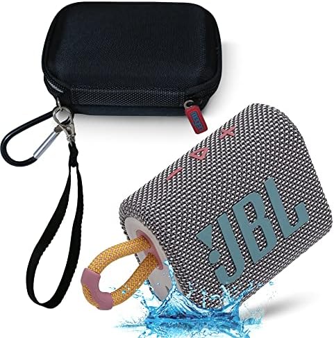 JBL GO 3 Waterproof Ultra Portable Bluetooth Speaker Bundle with Megen Hardshell Case (Gray)