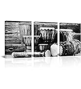 RyounoArt African Canvas Art Wall Decor Ethnic Drum Picture Prints Black White Tribal Painting fo...