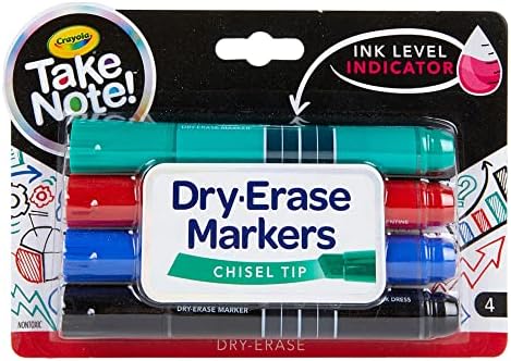 Crayola Low Odor Dry Erase Markers, Chisel Tip, Office & Classroom Supplies, 4Count 58-6543