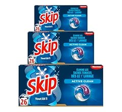 Skip Lessive liquide en capsules Active Clean 3 en 1 - 78 lavages - résultat impeccable et fraîcheur longue durée - sans em…