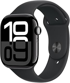 Apple Watch Series 10 GPS • Caixa preta brilhante de alumínio – 46 mm • Pulseira esportiva preta – M/G