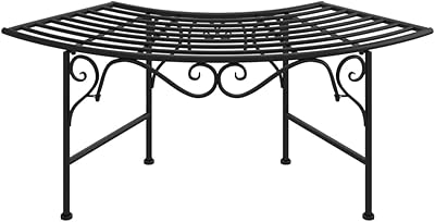 vidaXL - Tree Bench Black Steel - 44.5" Patio Garden Seat