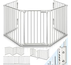 KIDUKU® Barrière de sécurité Enfant - Grande Version 300-600 cm | Grille de Protection métal - Pliable | avec Porte Inclus …