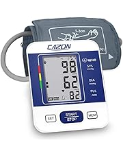 CAZON Blood Pressure Monitors Large Cuff Blood Pressure Machine Medical BP Monitor Upper Arm BP Cuff for Home Use Heart Rate Hypertension Monitor, Cuff 22-40cm LCD Display (Blue)