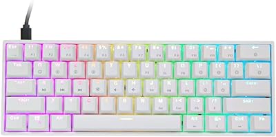 EPOMAKER SKYLOONG GK61 SK61 61 Keys Hot Swappable 60% Mechanical Keyboard with RGB Backlit, Doubleshot ABS Keycaps, Dustproof for Win/Mac/Gamers（Gateron Optical Red, White