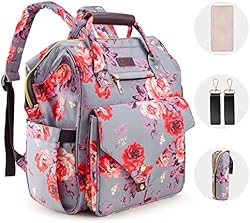 Kaome Diaper Bag Backpack, Upgraded Large Capacity Multifunction Nappy Bags, Waterproof Baby Bag Floral Insula