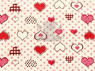 Cotton Flannel Fabric Polka DOTS Hearts RED / 45" Wide/Sold by The Yard