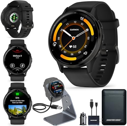 Garmin Venu 3, GPS Smartwatch with AMOLED Display, Black | Advanced Health and Fitness Features, Up to 14 Day Battery Life, Body Battery Energy Monitoring with Signature Power Bundle