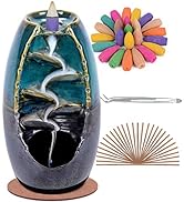 SPACEKEEPER Ceramic Backflow Incense Holder Incense Burner Waterfall, with 120 Backflow Incense C...