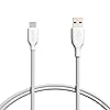 Amazon Basics USB-C to USB-A 2.0 Fast Charge and Data Transfer Cable, 480Mbps Speed, USB-IF Certified, for Apple iPhone 16/15, iPad, Samsung Galaxy, Tablets, Laptops, 3 foot, White