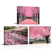 RyounoArt Cherry Blossom Wall Art Canvas Pink Blossom Picture Prints Spring Floral Artwork for Ho...