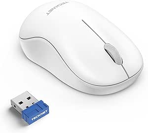 TECKNET Wireless Mouse for Laptop, 2.4G Silent Mouse Quiet Click, Small Portable Computer Mouse, 5 DPI Levels, Cordless Mice for PC, Chromebook, Mac - White