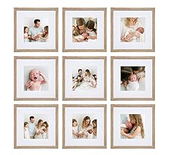 Sheffield Home 9 Piece Gallery Wall Frame Set, 12x12 in. Matted to 8x8 in. (Light Natural)