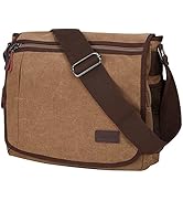 Modoker Messenger Bag for Men, 13 Inches Laptop Satchel Bags, Canvas Shoulder Bag with Bottle Pocket