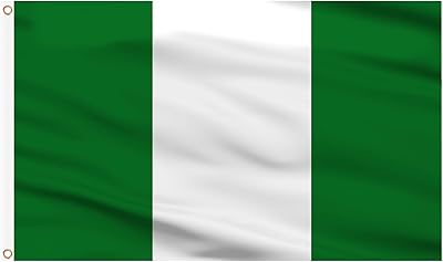 AhfuLife Nigeria Flag 3x5 Ft, Large Nigeria National Flags foe Outside - Double Side with Brass Eyelets for Olympic Party Decorations, Bar Garden Street Decoration Indoor Outdoor