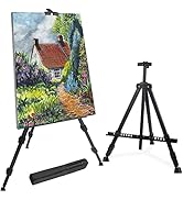 T-Sign 72 Inch Tall Folding Easel Stand for Display, Aluminum Metal Tripod Art Easel Adjustable H...