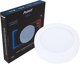 Painel Plafon Inteligente LED Smart Wi-Fi compatível com Alexa, linha NEO, 18W, Sobrepor, Redondo, Luz branca e amarela (2...