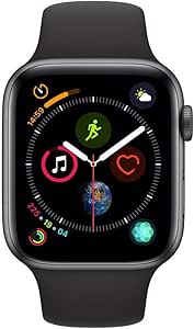 Apple Watch Series 4 (GPS, 44MM) - Space Gray Aluminum Case with Black Sport Band (Renewed)