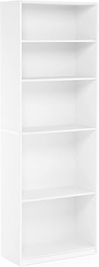 Furinno Jaya Simple Home Librería de 5 estantes, Blanco