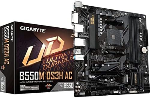 GIGABYTE B550M DS3H AC (AM4 AMD/B550/Micro ATX/Dual M.2/SATA 6Gb/s/USB 3.2 Gen 1/PCIe 4.0/HMDI/DVI/DDR4/Motherboard)