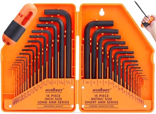 HORUSDY Hex Key Set Allen Wrench Set Inch/Metric 30-Piece MM(0.7mm-10mm) SAE(0.028"-3/8)