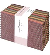 PurpleEssences Plain Striped Cloth Napkins - Set of 12-100% Cotton - 18 x 18 Inch - Fall Thanksgi...