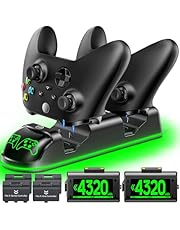 OIVO XSX Controller Charger Station with 2 Packs 4320mWh Rechargeable Battery for Xbox Series X/S/One/Elite/Core Controller, Charging Dock with 4 Packs Covers (1800mAh)