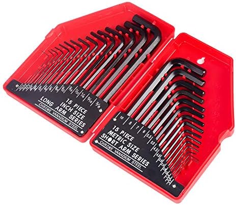 FLZOSPER Hex Key Set, 30-Piece Allen Wrench Set Inch (0.028’’-3/8) & Metric (0.07mm-10mm) with Storage Hard Case