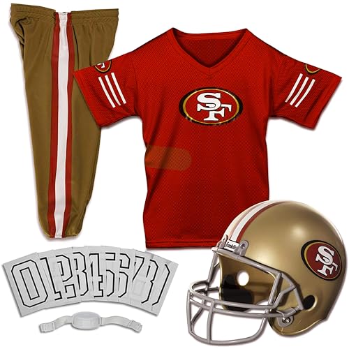 Franklin Sports San Francisco 49ers Kids NFL Uniform Set - Youth NFL Team Jersey, Helmet, Pants + Apparel Costume - Official 