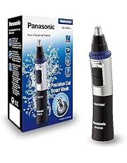 Panasonic ER-GN30-K503 - Naricero/ Recortador de Vello Facial (Nariz, Oreja, Cejas y Bigote, Acero Inoxidable, Función con Pilas, Sistema de Limpieza Inteligente) para Hombre, Azul/ Negro/ Plata, Estándar