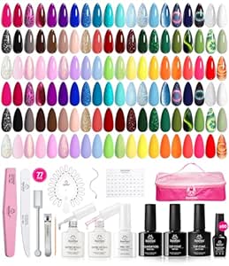 Beetles Gel Nail Polish Set - 77PCS U V Gel Nail Polish Colors - 60 Colors Gel Nail Kit with Storage Bag Base Coat Glossy &amp; Matte Top Coat Soak off World Travel Collection Red Nude White All Seasons