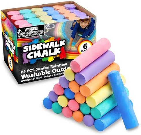 24 PCS Sidewalk Chalks Set Non-Toxic Jumbo Chalk for Children, Giant Chalks for Outside,Outdoor Chalk, Chalk Pens for blackboards,Street Chalk,Chalk Paint on Chalkboard, Blackboard and Playground