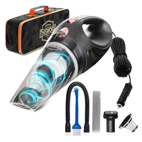 ThisWorx Car Vacuum Cleaner - Portable Handheld Mini Vacuum Cleaner W/ 16ft Cord, Bag, & Attachments - Small Vacuum for Car, 