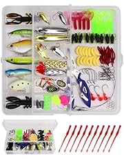 NANCHU Kit de Señuelos de Pesca, Kit de Pesca 106PCS Señuelos de Pesca con Caja Duro Mezclado