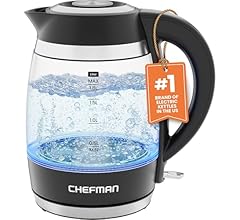 Chefman Electric Kettle, 1.8L 1500W, Hot Water Boiler, Removable Lid for Easy Cleaning, Auto Shut Off, Boil-Dry Protection,…