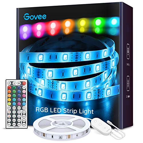 Govee Tira LED, Luces LED Habitación 5m con Control Remoto y Caja de Control, Tiras LED RGB Adhesivas 12V con 20 Colores y 6 