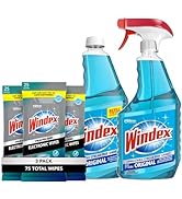 Windex Bundle - Original Blue Glass and Window Cleaner 23 Fl Oz spray + 32 Oz Refill, and Electro...