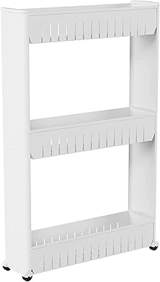 3-Tier Slim Storage Cart on Wheels, White