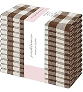 PurpleEssences Buffalo Plaid Cloth Napkins - Mitered Corners - Fall Thanksgiving Pastel Gingham C...