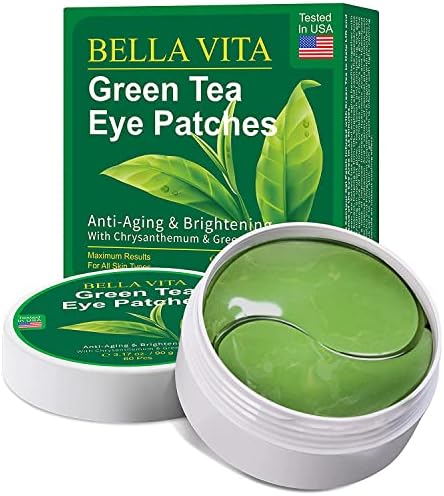 BELLA VITA Under Eye Patches, Green Tea Under Collagen Eye Masks for Dark Circles Puffiness Eye Bag Wrinkles, Under Eye Treatment for Men Women, Anti-Aging Brightening Under Eye Gel Pads, 30 Pairs