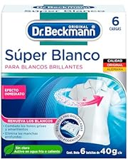 Dr. Beckmann, Blanqueador Intensivo, Súper Blanco, Sin Cloro, Recupera los Blancos, Elimina Percudidos, Calidad Alemana, 1 caja con 6 bolsas de 40 g c/u