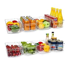 HOOJO Refrigerator Organizer Bins - 8pcs Clear Plastic Bins For Fridge, Freezer, Kitchen Cabinet, Pantry Organization, BPA …