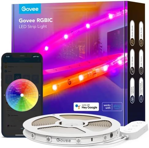 Govee RGBIC Pro LED Strip Lights, 16.4ft Color Changing Smart LED Strips, Works with Alexa and Google, Segmented DIY, Music Sync, WiFi and App Control, LED Lights for Living Room, Bedroom, Ceiling