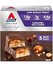 Atkins Endulge Caramel Nut Chew Bars | Keto Friendly Bars | 5 x 34g Low Carb Caramel Chocolate Bars | Low Carb, Low Sugar, High Fibre | 5 Bar Pack