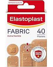 Elastoplast Extra Flexible Fabric Plaster Strips (40 Pieces), Extra Flexible Fabric Plasters, Breathable Plasters, Flexible Large Plasters, Water-Repellent plasters, Strong Adhesion, Tan