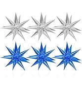 KEYYOOMY 12 Point Star Balloons 6 Starburst Foil Balloons-72PCS Foil Exploding Star Balloons for ...