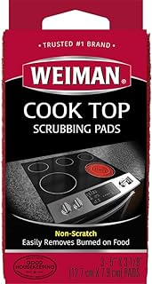 Weiman Cooktop Scrubbing Pads, 3 Count Scratch-Free Cleaning Pads for Cermaic, Glass Cooktop Surfaces, Removes Tough Burne...