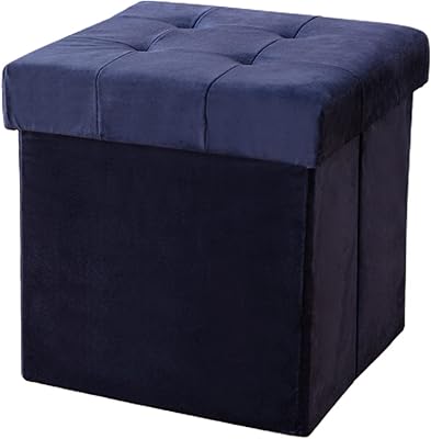 Storage Ottoman - Foldable Dutch Velvet Fabric Footrest with Sponge Padded Seat - for Home, Bedroom, Or Living Room - 13 X 13 X 13 Inch,E