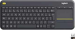 Logitech K400 Plus Clavier Sans Fil Touch TV Avec Contrôle Média et Pavé Tactile, Clavier Francais AZERTY - Noir