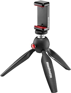 Manfrotto PIXI Mini Tripod Kit with Smartphone Clamp, Black (MKPIXICLAMP-BK)